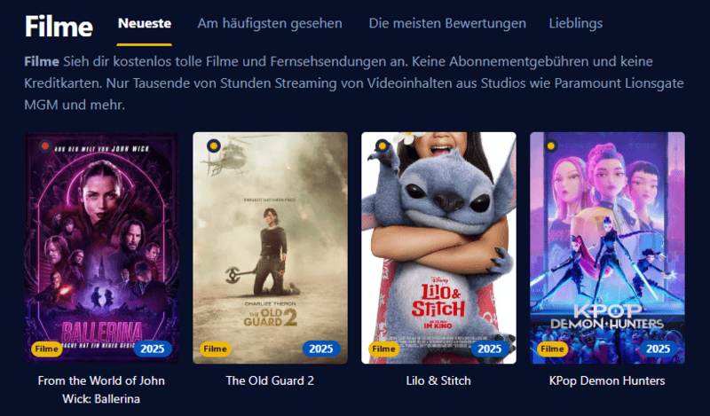 Ein Bild der Kinokiste Webseite im Retro Stil mit grünem Text auf dunklem Hintergrund